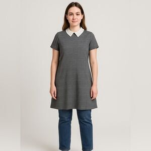 Zara, women’s size‎ small, pearl, beaded collar, mini dress, gingham Plaid